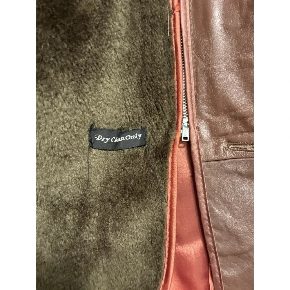 ClipperMist Vintage Brown Leather Overcoat Removable Lining Men's Size 36